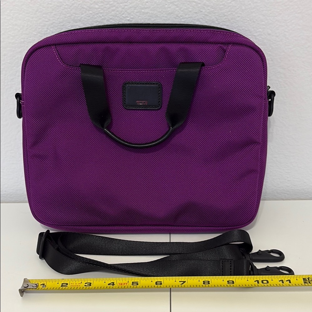 Tumi Purple and Black Laptop Bag with Durable Design